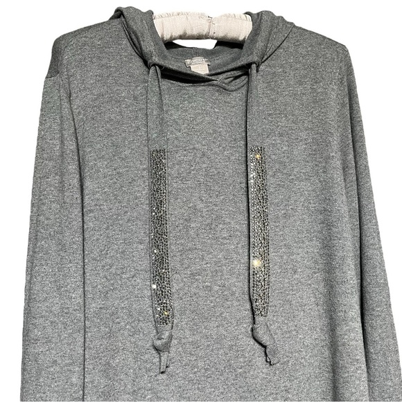 Chico's Zenergy Cashmere Cotton Embellished Hoodie Tunic Sweater - $109 - Picture 4 of 15